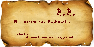 Milankovics Modeszta névjegykártya
